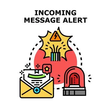 Incoming message alert concept with envelope and siren 스톡 일러스트