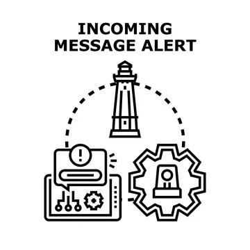 Incoming message alert notification on digital device Stock Illustration