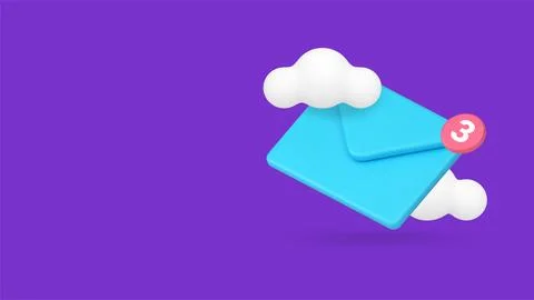 Incoming message email cloud electronic mail storage server 3d vector banner  Stock Illustration