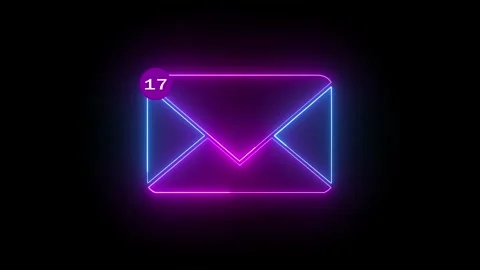 Incoming message icon animation with neon glowing line box. Stock Footage 286145663