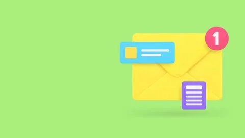 Incoming message inbox mailbox letter document notification banner copy spa.. Stock Illustration