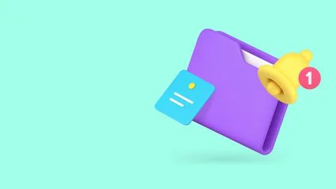 Incoming new important file document deadline reminder 3d icon realistic vect Stockillustratie