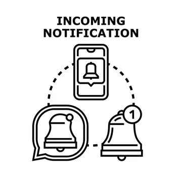 Incoming notification alert on mobile phone concept Stock Illustration