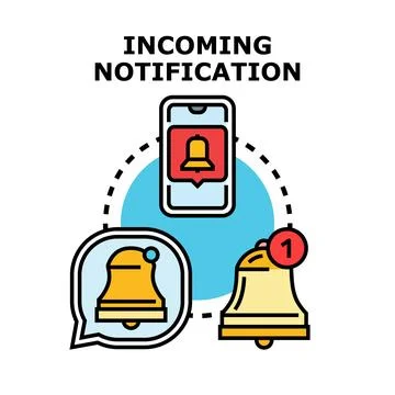 Incoming notification alert on mobile phone concept Stock Illustration