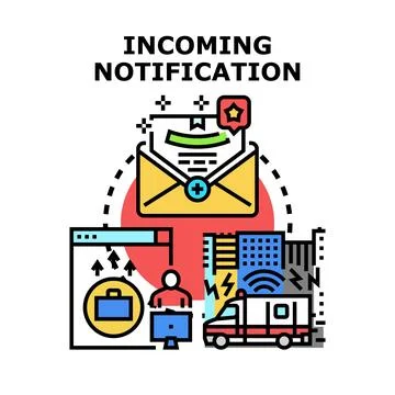 Incoming notification concept for digital communication and alert Stock Illustration