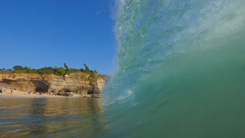 Incoming ocean wave in slowmotion Stock Footage 90004083