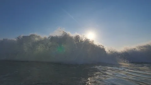 Incoming ocean wave in slowmotion front view Stock-Footage 90004577