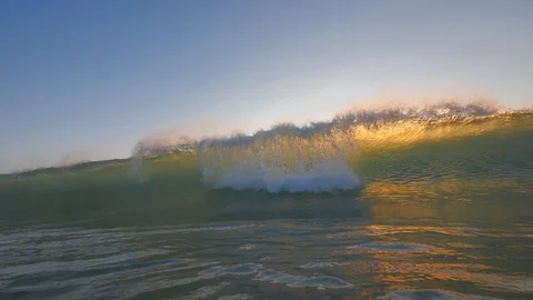 Incoming ocean wave in slowmotion front view Stock Footage 90005765