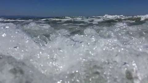 Incoming small waves in to the camera Stock Footage