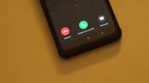 Incoming Smartphone Phone Call Screen UI Close Up Stock Footage 342529464