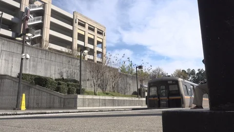 Incoming train ready to pick up the passenger Stock Footage 104939246