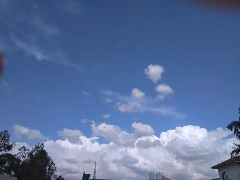 An incomparable and alluring rare view of  white clouds in blue sky Stock Photos