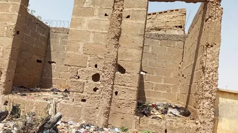 Incomplete Building Used As Informal Refuse Dump Kano Nigeria Stock Footage 328779974