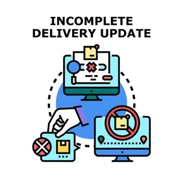 Incomplete delivery update progress tracking error concept イラスト素材