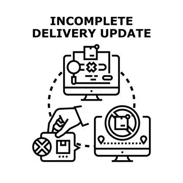 Incomplete delivery update progress tracking error concept Stockillustratie