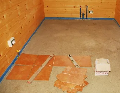 Incomplete Floor Tiling Stock Photos