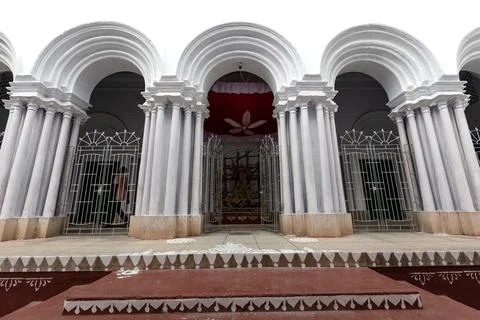 Incomplete Goddess Durga idol at the Thakur Dalan or Family Temple of a old.. Stock Photos