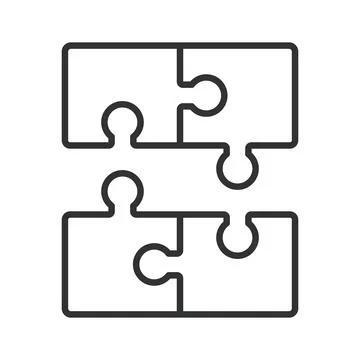 Incomplete puzzle and problem identification icon in line design. Incomplete Stock Illustration