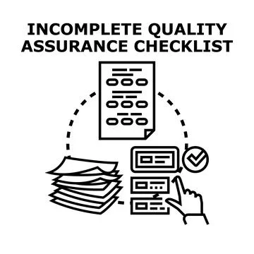 Incomplete quality assurance checklist process icon concept Stock Illustration