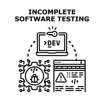 Incomplete software testing causing development bugs Stock-Illustration