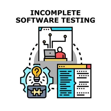 Incomplete software testing creating development and quality issues Illustrazione stock