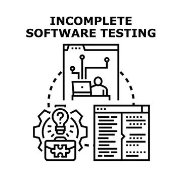 Incomplete software testing creating development and quality issues Stockillustratie