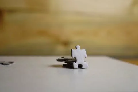 Incomplete stack Jigsaw puzzle pieces background concept copy space. one piec Stock Photos