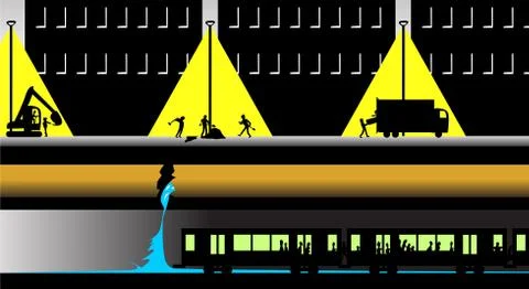 Inconvenient Water Main Break Stock Illustration