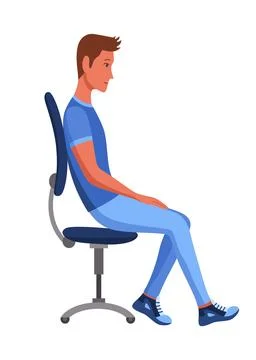 Incorrect back sitting position. Bad sitting posture. Vector illustration in Stock Illustration
