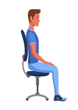 Incorrect back sitting position. Bad sitting posture. Vector illustration in Illustrazione stock