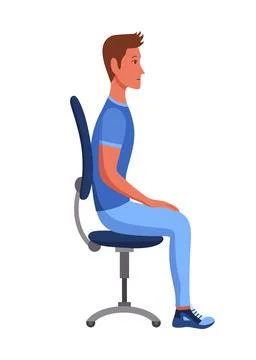 Incorrect back sitting position. Bad sitting posture. Vector illustration in Stock Illustration