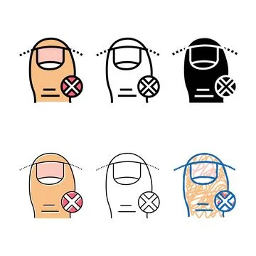 Incorrect cut nail color icon variants vector Ilustração Stock