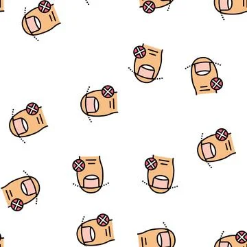 Incorrect cut nail vector seamless pattern Stock Illustration