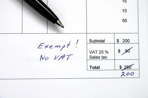 Incorrect invoice, vat exempt Stock Photos