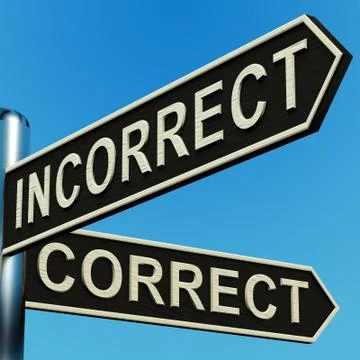 Incorrect or correct directions on a signpost 스톡 일러스트