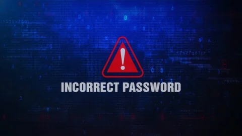 Incorrect Password Alert Warning Error Message Blinking on Screen . Video stock 98447126