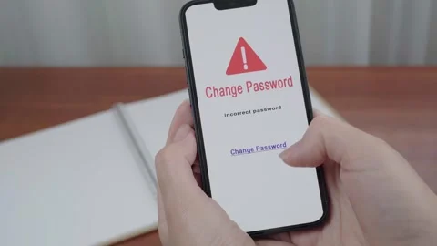 Incorrect Password Change Prompt on AI Security App Stock Footage 341396800