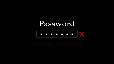 Incorrect password entry with red cross symbol and text wrong error animation Stock Footage 340998271