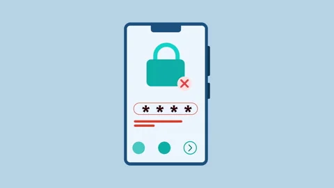 Incorrect Password Mobile Login Failure 2d Animation with Alpha Matte 動画素材 334827374