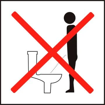 Incorrect position of urinating 3d public sign icon Stock Illustration
