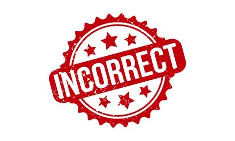 Incorrect Rubber Stamp. Red Incorrect Rubber Grunge Stamp Seal Vector Illus.. 库存插图