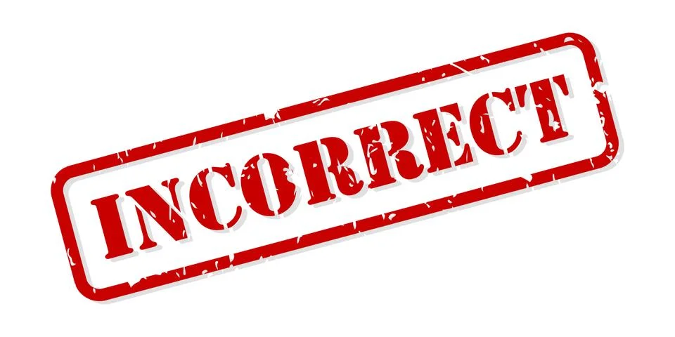 Incorrect Rubber Stamp Vector Stock Illustration
