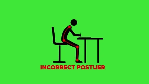Incorrect sitting posture problems animation 4K video 库存影片 334858181