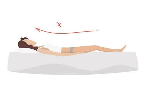 Incorrect sleeping body posture. Not healthy sleeping position spine in various Stock Illustration