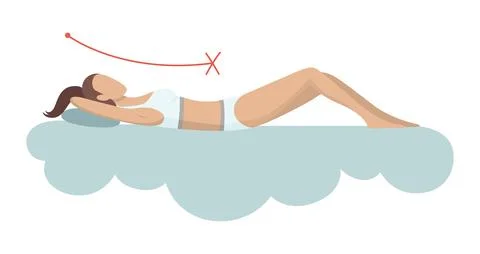 Incorrect sleeping body posture. Not healthy sleeping position spine in various Stock Illustration