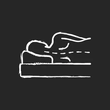 Incorrect sleeping position chalk white icon on black background Stock Illustration