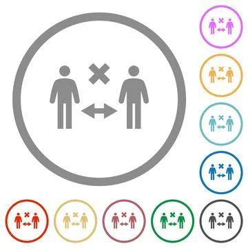 Incorrect social distancing flat icons with outlines Illustrazione stock