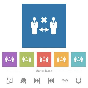 Incorrect social distancing flat white icons in square backgrounds Illustrazione stock