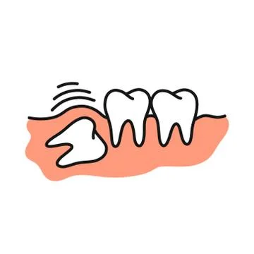 Incorrect teething doodle icon, vector illustration Stock Illustration