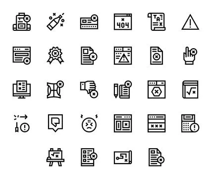 Incorrect Vector Icon Collection featuring 28 PIXEL Perfect 256x256 Bold Li.. Illustrazione stock
